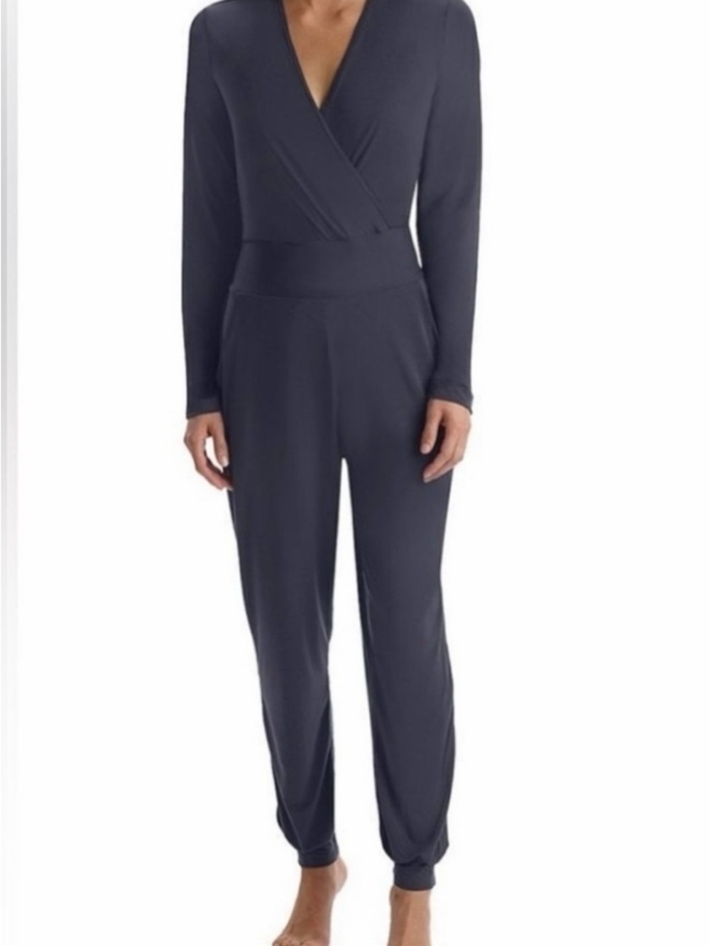 Commando Women’s Long-Sleeve Wrap Jumpsuit in Black